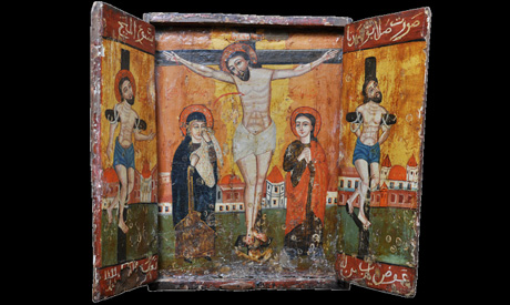 Painted relief depicting Jesus