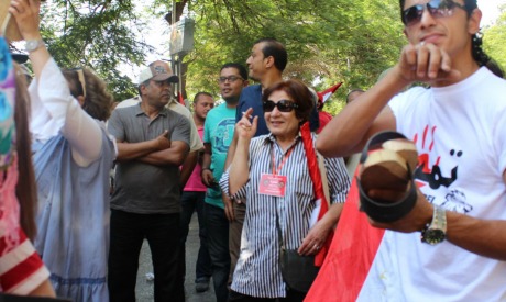 Nehad Selaiha among Egyptian artists and intellectuals during protests in 2013 (Photo: Ati Metwaly)