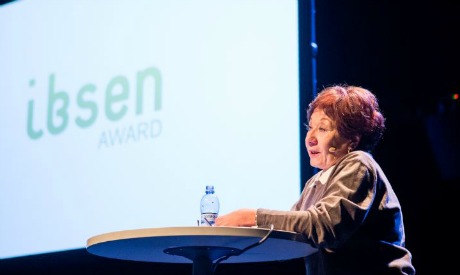 Nehad Selaiha during the Skien International Ibsen Conference, Norway, in 2013 (Photo: Skien International Ibsen Conference)