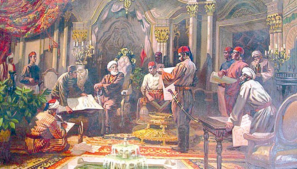 Illustration          depicting Mohamed Ali Pasha setting the foundation of Egypt's          modern renaissance 