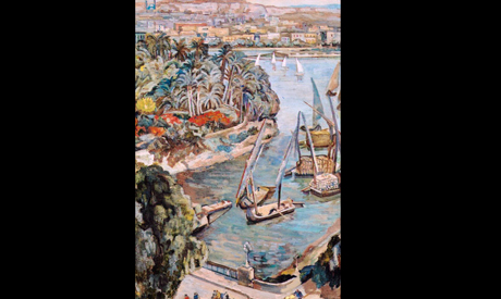 The Nile by El Galaa Bridge, Oil on Canvas