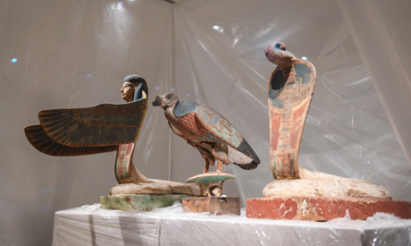 Artefacts on              display in the NMEC's central hall