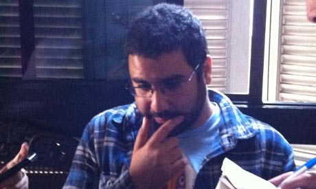 Blogger Alaa Abd El-Fattah at his home after his release (Photo: Salma Shukrallah) 