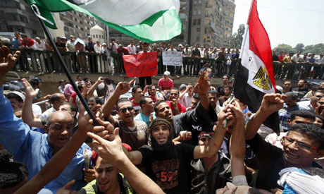 Hundreds of Egyptians protested against the deaths of Egyptian security forces killed in a shootout 