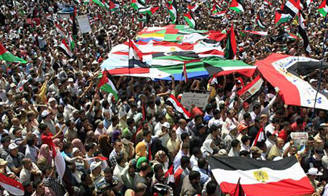 Arab flags in tahrir