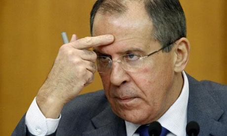 Russian Foreign Minister Lavrov gestures during a news conference in Moscow