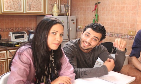 Al-Molhid behind the scenes: Yasmine Gamal and Mohamed Abdel Aziz (Photo courtesy of Molhid page)