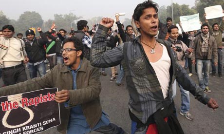 Demonstrators in New Delhi