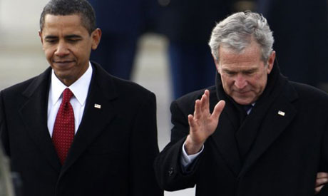 George W. Bush and Barak Obama