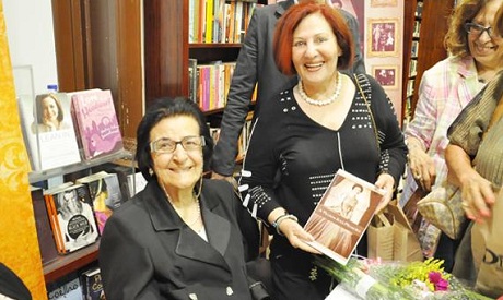 Aziza Husein during her book signing (photo by: Ahram Weekly)