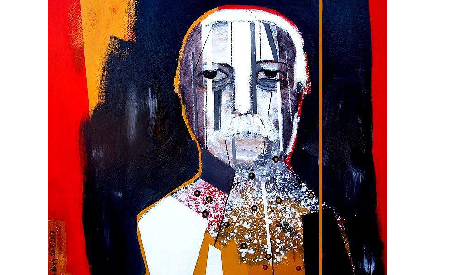 Portrait of Youssef Abdelke by Jordanian artist Hilda Hiary (Photo: Youssef Abdelke Facebook Page)