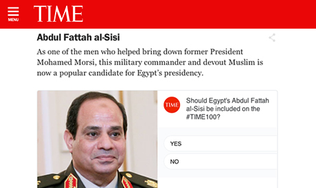 Screenshot of Abdel-Fattah El-Sisi from the Time 100 online poll.