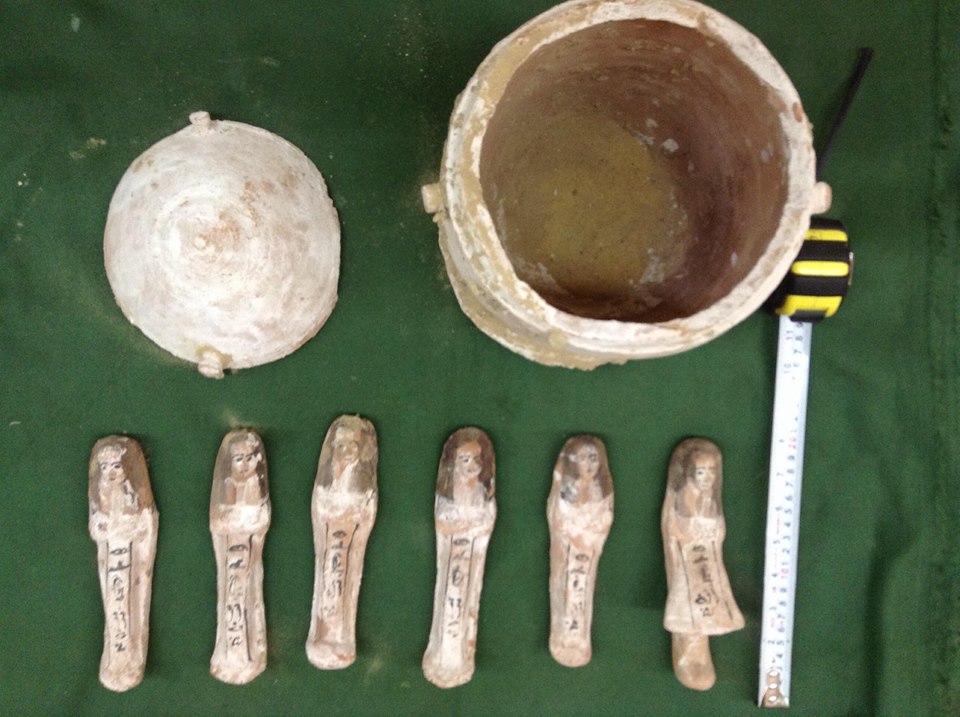 ushabti figurines and a pot found