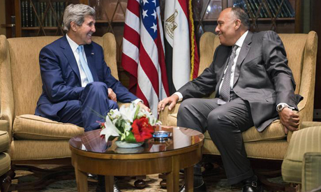 John Kerry with Sameh Shukri