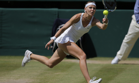 Lucie Safarova of Czech Republic plays a return to Petra Kvitova 