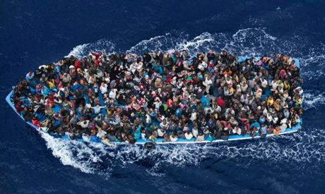 migrants in the Mediterranean