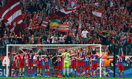 Bayern Munich players celebrate after the match