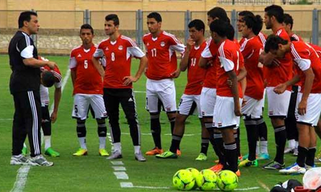 The Egyptian national under-23 team players with coach Hossam El-Badry 