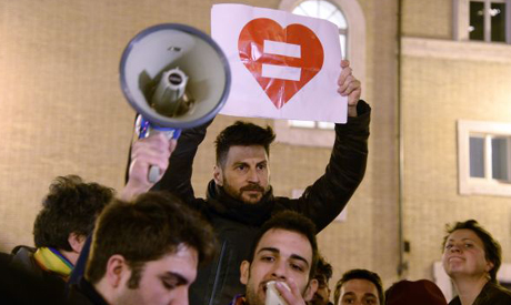 Supporters of same-sex civil unions