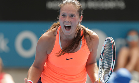 Daria Kasatkina of Russia celebrates her win over Angelique Kerber of Germany. (Reuters)