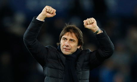 Chelsea manager Antonio Conte celebrates after the game (Reuters)