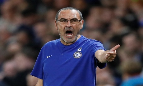 Chelsea manager Maurizio Sarri reacts 