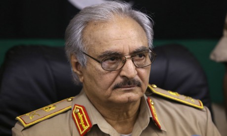 General Khalifa Haftar speaks during a news conference in Abyar, east of Benghazi May 31, 2014