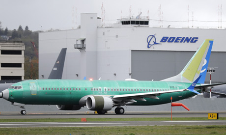 FILE - In this April 10, 2019, file photo a Boeing 737 MAX 8 airplane rolls toward takeoff before a 