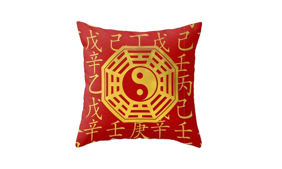 Feng Shui hieroglyphs throw pillow