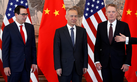 FILE PHOTO: Chinese Vice Premier Liu He, U.S. Treasury Secretary Steven Mnuchin and U.S. Trade Repre