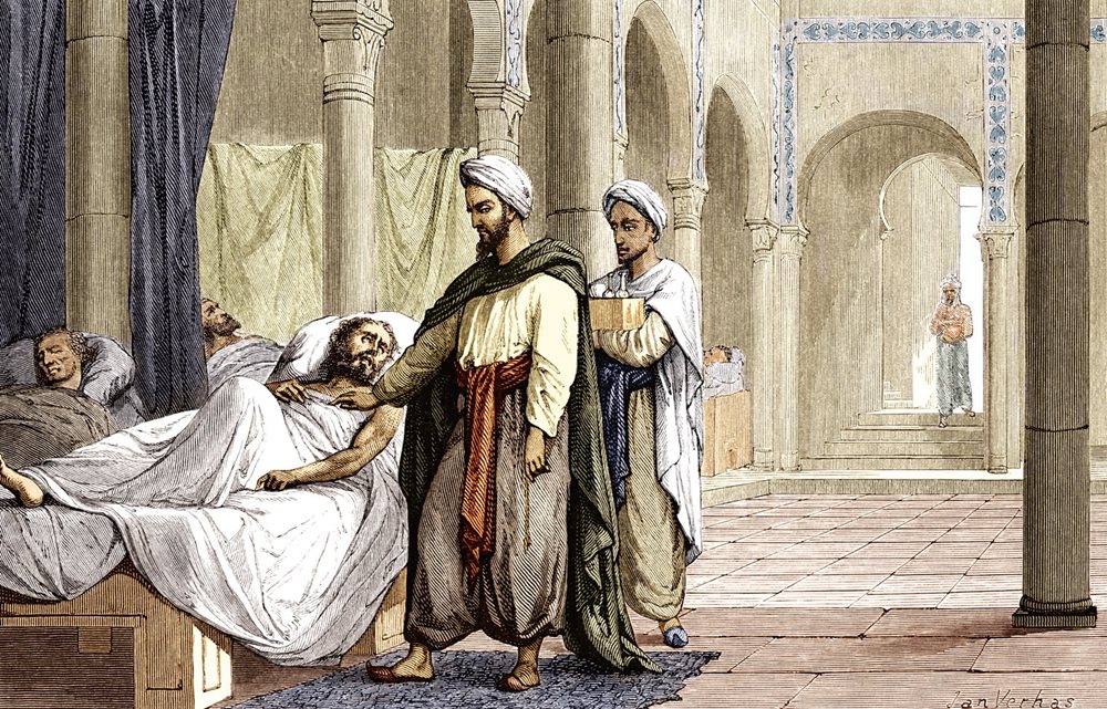 Illustration depicting a hosptial in the Mameluke era 