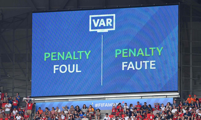 The display informs of the VAR check ongoing (AFP)