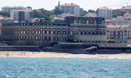 A view shows the beach and the Hotel du Palais summit venue ahead of the G7 summit in Biarritz, Fran