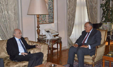 Foreign Minister Sameh Shoukry during his meeting with Lebanon