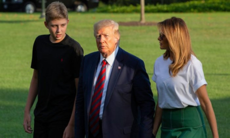 Donald Trump with Melania and his son Barron