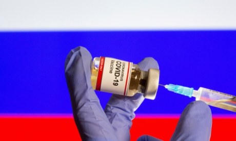 Bottle of COVID-19 vaccine in Russia