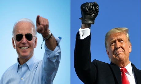 Former US Vice President Joe Biden (L) and US President Donald Trump