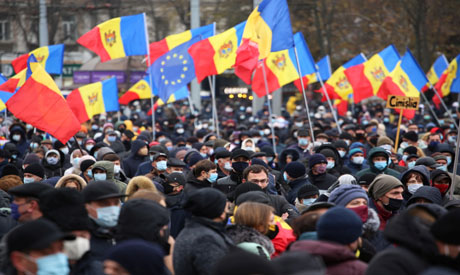 Supporters of Moldovan President