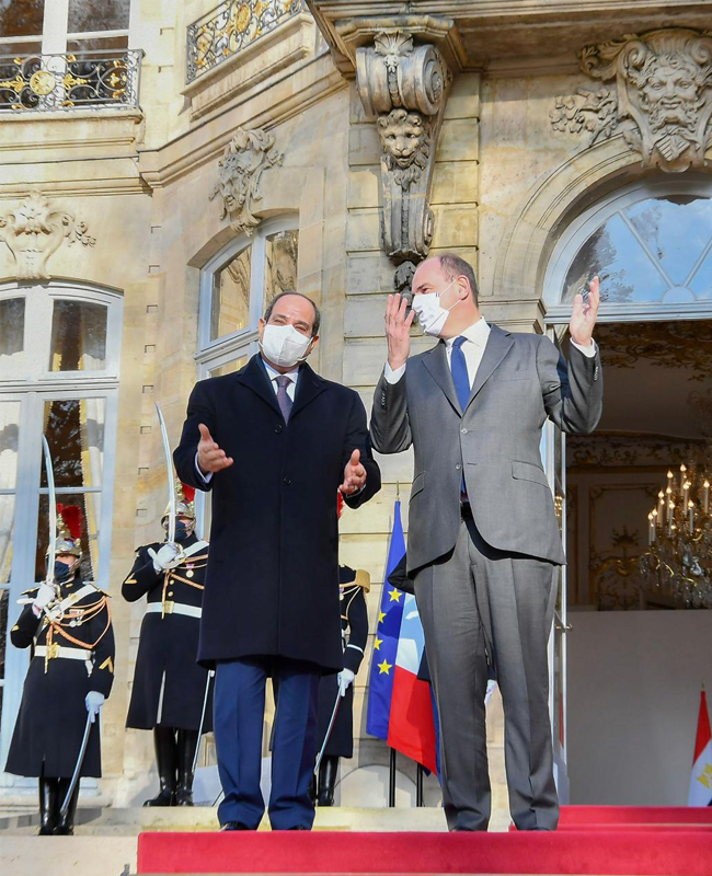 President Abdel-Fattah El-Sisi with Prime Minister of France