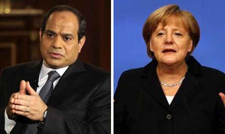 German Chancellor Angela Merkel (R) and Egypt