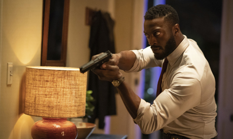 This image released by Universal Pictures shows Aldis Hodge in a scene from "The Invisible Man." (AP