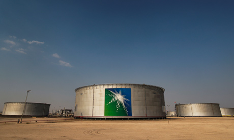 File photo:  A view shows branded oil tanks at Saudi Aramco oil facility in Abqaiq, Saudi Arabia Oct