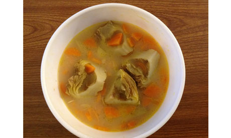 Artichoke carrot vegetarian soup	