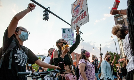 Thousands of protesters take to the streets in support of Black Lives Matter during the Chicago Peac