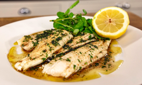Lemon and olive oil baked sole fish	