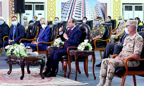 Egypt’s President Abdel Fattah El-Sisi during the inauguration ceremony of a number of projects in A