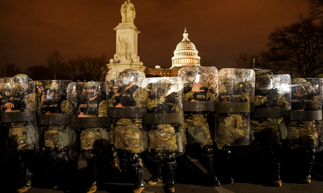 DC National Guard stand outside the Capitol Jan. 6, 2021 AP 