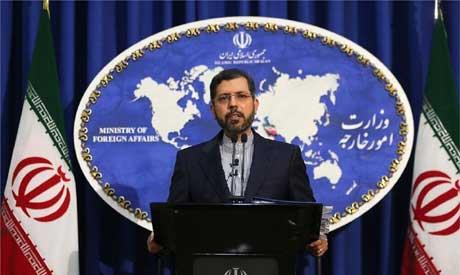 Iranian Foreign Ministry spokesman Saeed Khatibzadeh during a press conference in Tehran, on Februar