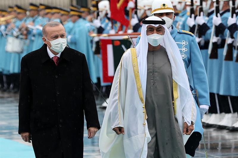 Recep Tayyip Erdogan and Mohammed bin Zayed Al Nahyan 