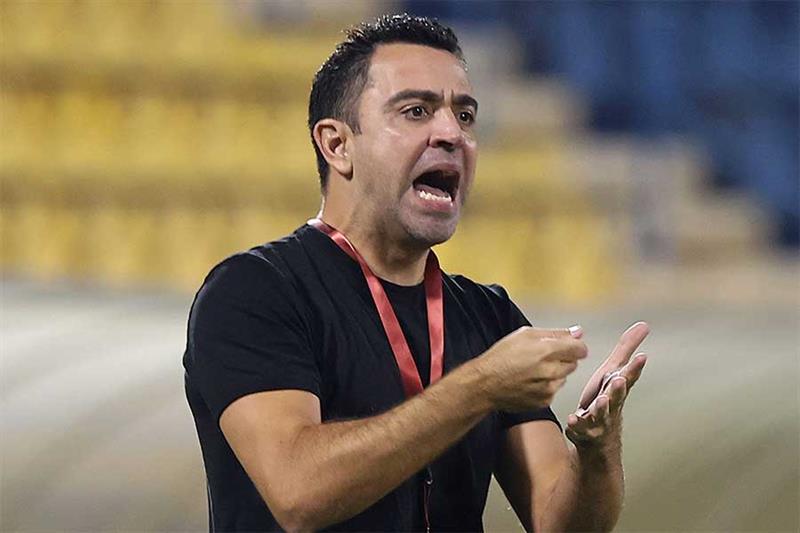 Qatari football club al-Sadd SC s Spanish coach Xavi Hernandez reacts during Qatar Stars League matc